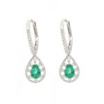 Orecchini oro bianco 18 kt Smeraldi e Diamanti