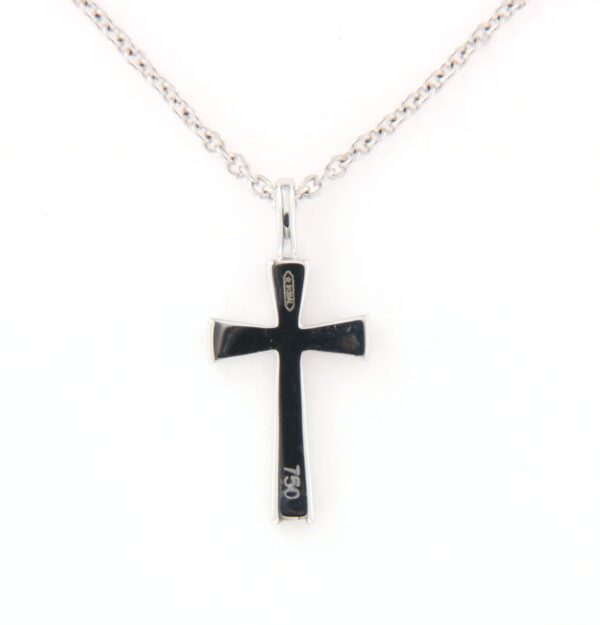 Collier oro bianco 18 kt Croce Diamanti Neri - immagine 4