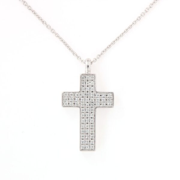 Collier oro bianco 18 kt Croce Diamanti Bianchi
