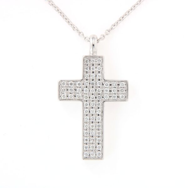 Collier oro bianco 18 kt Croce Diamanti Bianchi - immagine 5
