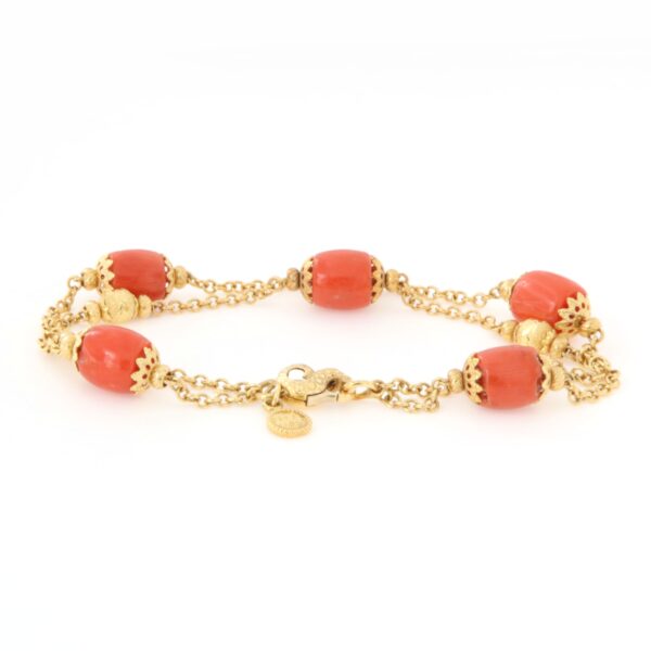 Bracciale Catena Oro Giallo Pepite Corallo Sun Day - immagine 5