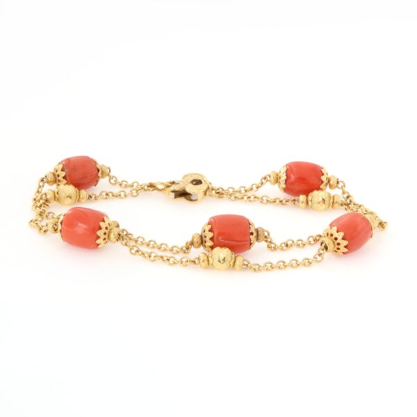 Bracciale Catena Oro Giallo Pepite Corallo Sun Day