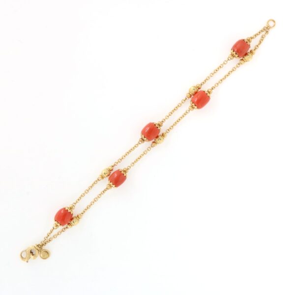 Bracciale Catena Oro Giallo Pepite Corallo Sun Day - immagine 4