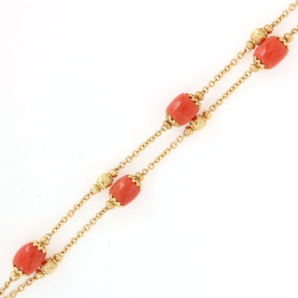 Bracciale Catena Oro Giallo Pepite Corallo Sun Day - immagine 3
