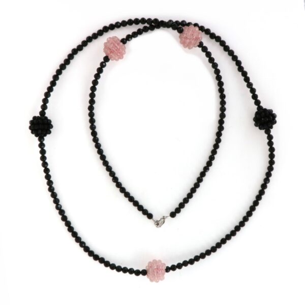 Collana Ossidiana Nera Quarzo Rosa Sinesi