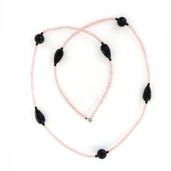 Collana Quarzo Rosa Onice Chiusura Oro Sinesi