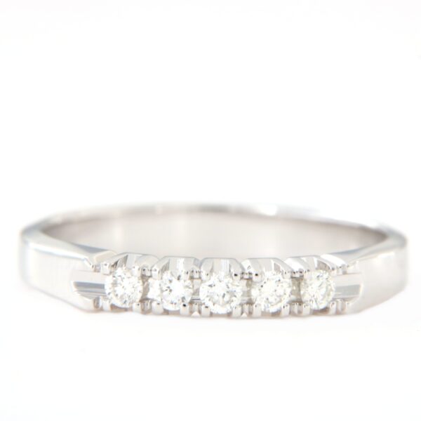 Anello Veretta Oro Bianco 5 Diamanti Crivelli - immagine 3