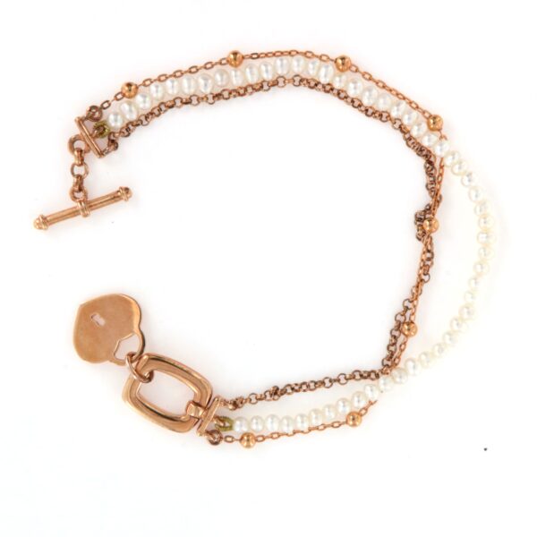 Bracciale Cuore Argento Rosato Perle Vanto - immagine 3