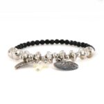 Bracciale Croce Cuore Angelo Argento Onice Vanto