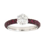 Anello Oro Bianco Moretta Diamanti Rubini Crivelli