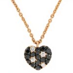 Collier Oro Cuore Diamanti Neri Bianchi Crivelli