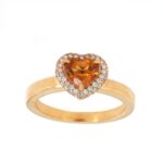 Anello Cuore Topazio Giallo Pavè Diamanti Crivelli
