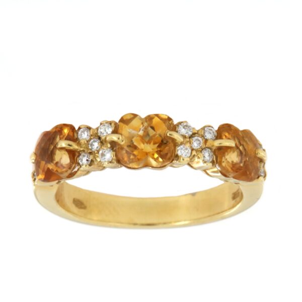 Anello Fascia Oro Citrino Pavè Diamanti Ancora