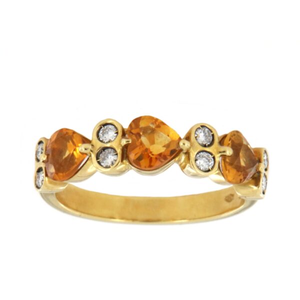 Anello in oro rosa 18 kt Quarzo Citrino Diamanti