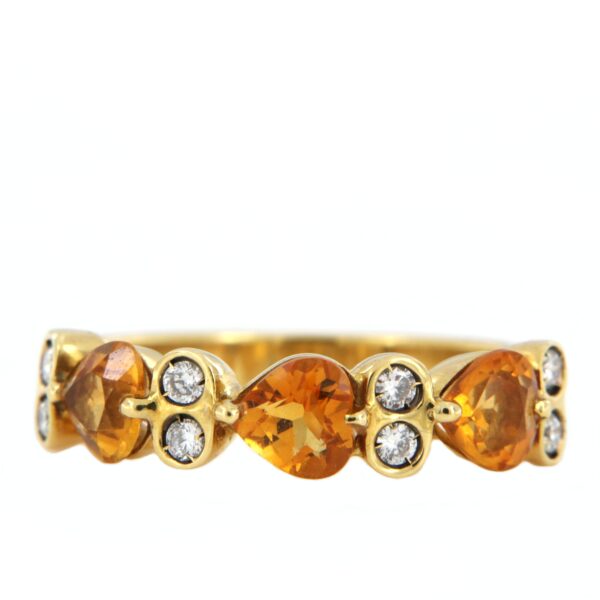 Anello in oro rosa 18 kt Quarzo Citrino Diamanti - immagine 7
