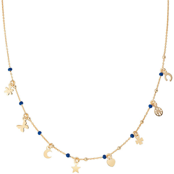 Collana Amen Multi-Charm Oro Smalto Blu CLSMFOGBL