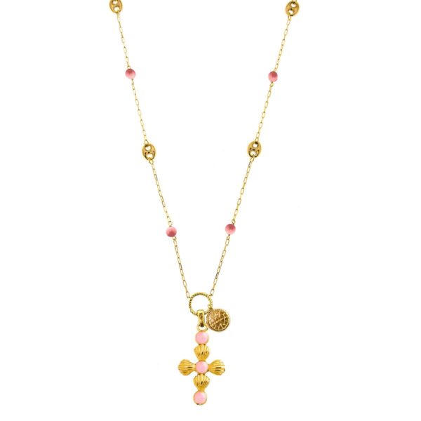 Collana Rue des Mille Croce Holy-Ster Rosa