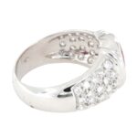 Anello oro bianco 18 kt goccia rubino e diamanti - immagine 4