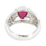 Anello oro bianco 18 kt goccia rubino e diamanti - immagine 5