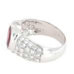 Anello oro bianco 18 kt goccia rubino e diamanti - immagine 6