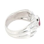 Anello oro bianco 18 kt  fascia Rubino e Diamanti - immagine 4