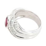 Anello oro bianco 18 kt  fascia Rubino e Diamanti - immagine 6