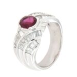 Anello oro bianco 18 kt  fascia Rubino e Diamanti - immagine 7