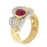 Anello oro giallo 18 kt fiore Rubino e Diamanti - immagine 7