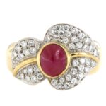Anello oro giallo 18 kt fiore Rubino e Diamanti - immagine 8