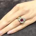 Anello oro giallo 18 kt fiore Rubino e Diamanti - immagine 2