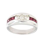 Anello Fascia Oro Bianco Diamanti Rubini Crivelli