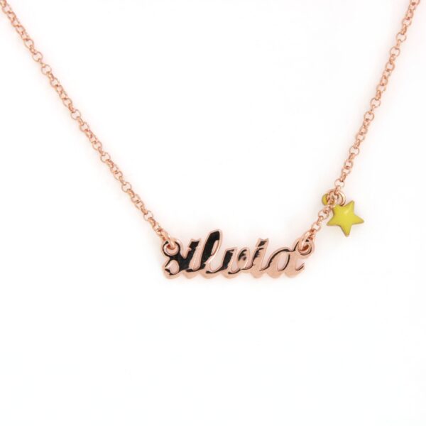 Collana Versari Nome SILVIA Rosata Stella Smalto