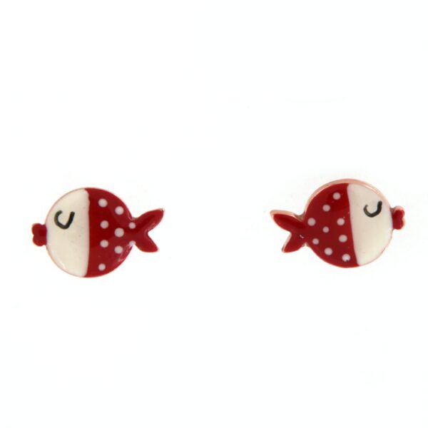 Orecchini Versari Rosati Pesce Smalto Rosso