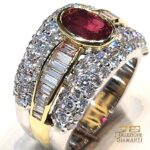 Anello Fascia Oro Bianco Rubino Diamanti Crivelli - immagine 9