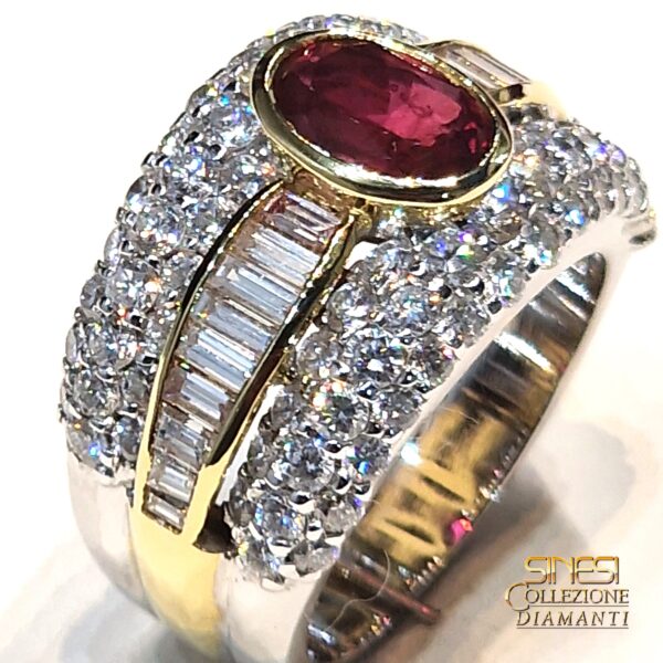 Anello Fascia Oro Bianco Rubino Diamanti Crivelli - immagine 9