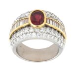 Anello Fascia Oro Bianco Rubino Diamanti Crivelli