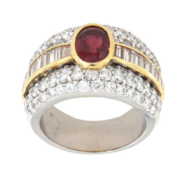 Anello Fascia Oro Bianco Rubino Diamanti Crivelli