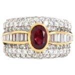 Anello Fascia Oro Bianco Rubino Diamanti Crivelli - immagine 8
