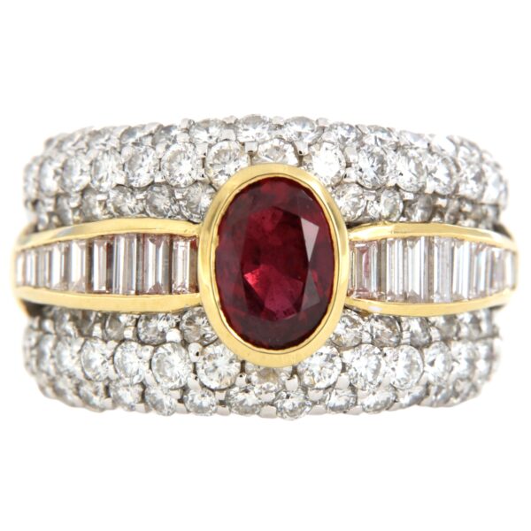 Anello Fascia Oro Bianco Rubino Diamanti Crivelli - immagine 8