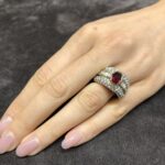 Anello Fascia Oro Bianco Rubino Diamanti Crivelli - immagine 2