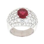 Anello Fascia Oro Bianco Rubino Diamanti Crivelli