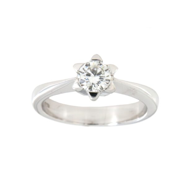 Anello Solitario Oro Bianco Diamanti Crivelli