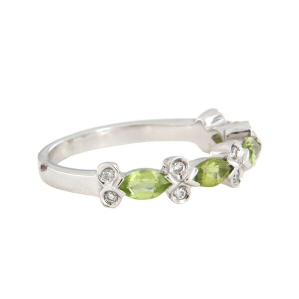 Anello in oro bianco 18 kt Peridoto Diamanti - immagine 3