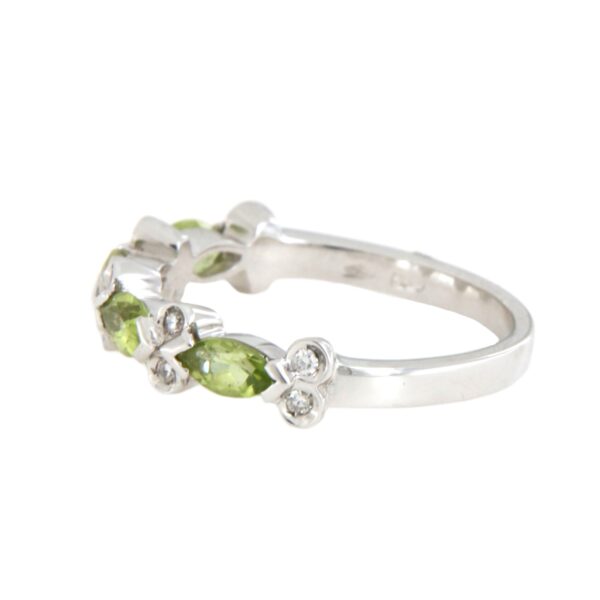 Anello in oro bianco 18 kt Peridoto Diamanti - immagine 5