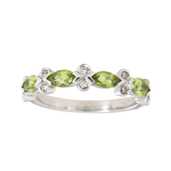 Anello in oro bianco 18 kt Peridoto Diamanti