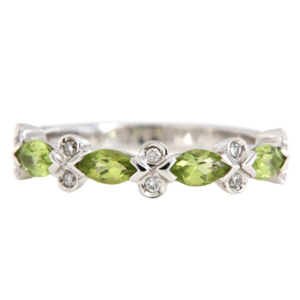 Anello in oro bianco 18 kt Peridoto Diamanti - immagine 7
