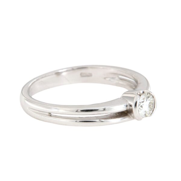 Anello Solitario Oro Bianco Diamante Fiore - immagine 2