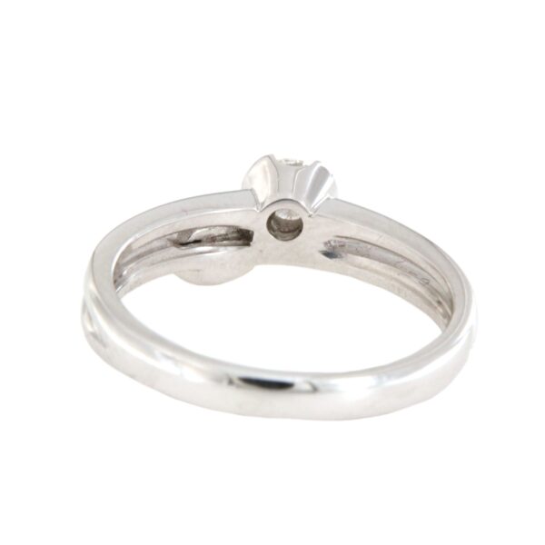 Anello Solitario Oro Bianco Diamante Fiore - immagine 3
