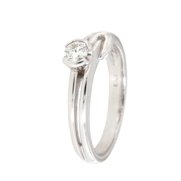 Anello Solitario Oro Bianco Diamante Fiore - immagine 5