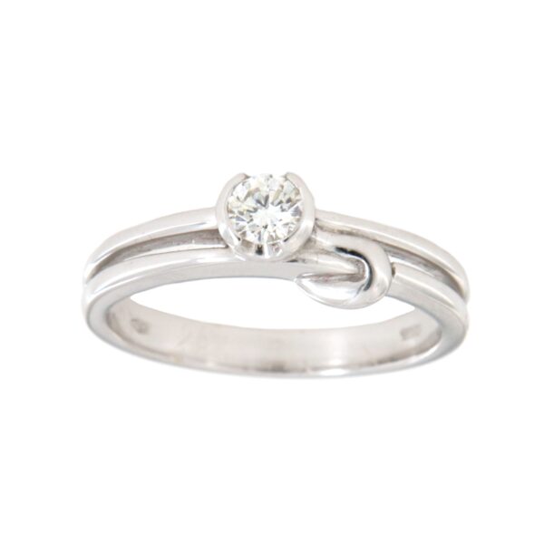 Anello Solitario Oro Bianco Diamante Fiore